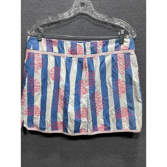 Lilly Pulitzer Jarvey Blue White Striped Turtle Bow Skort Womens Size 8 - Picture 5 of 13